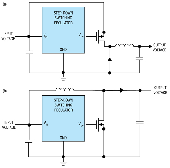 Simplified buck (a) and boost (b) circuits Simplified buck (a) and boost (b) circuits
